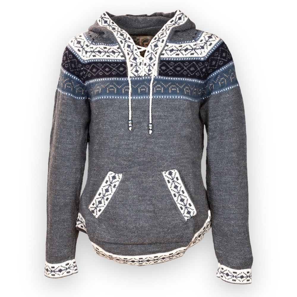 Acrylic Hand-loomed Sweater w/Hood & Kangaroo Pocket.  P2P:  21.5"  L:  29"